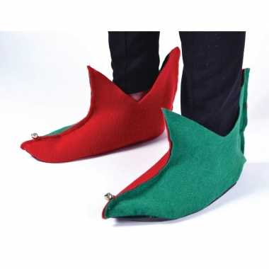 Rood/groene elfen schoenen voor volwassenen